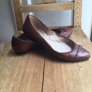 Frye chocolate brown almond-toe flats